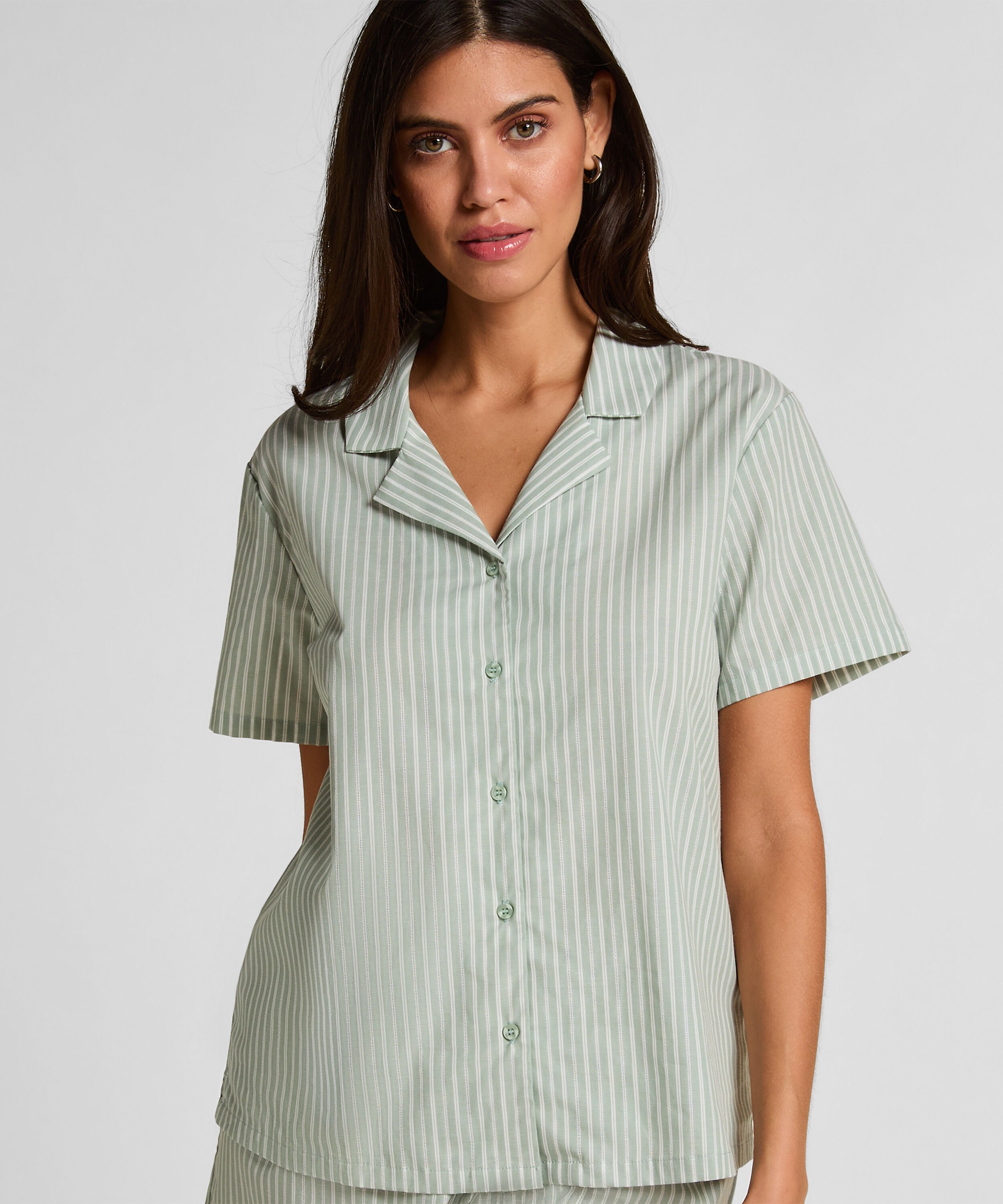 Jakke i vævet stof med striber, Grøn