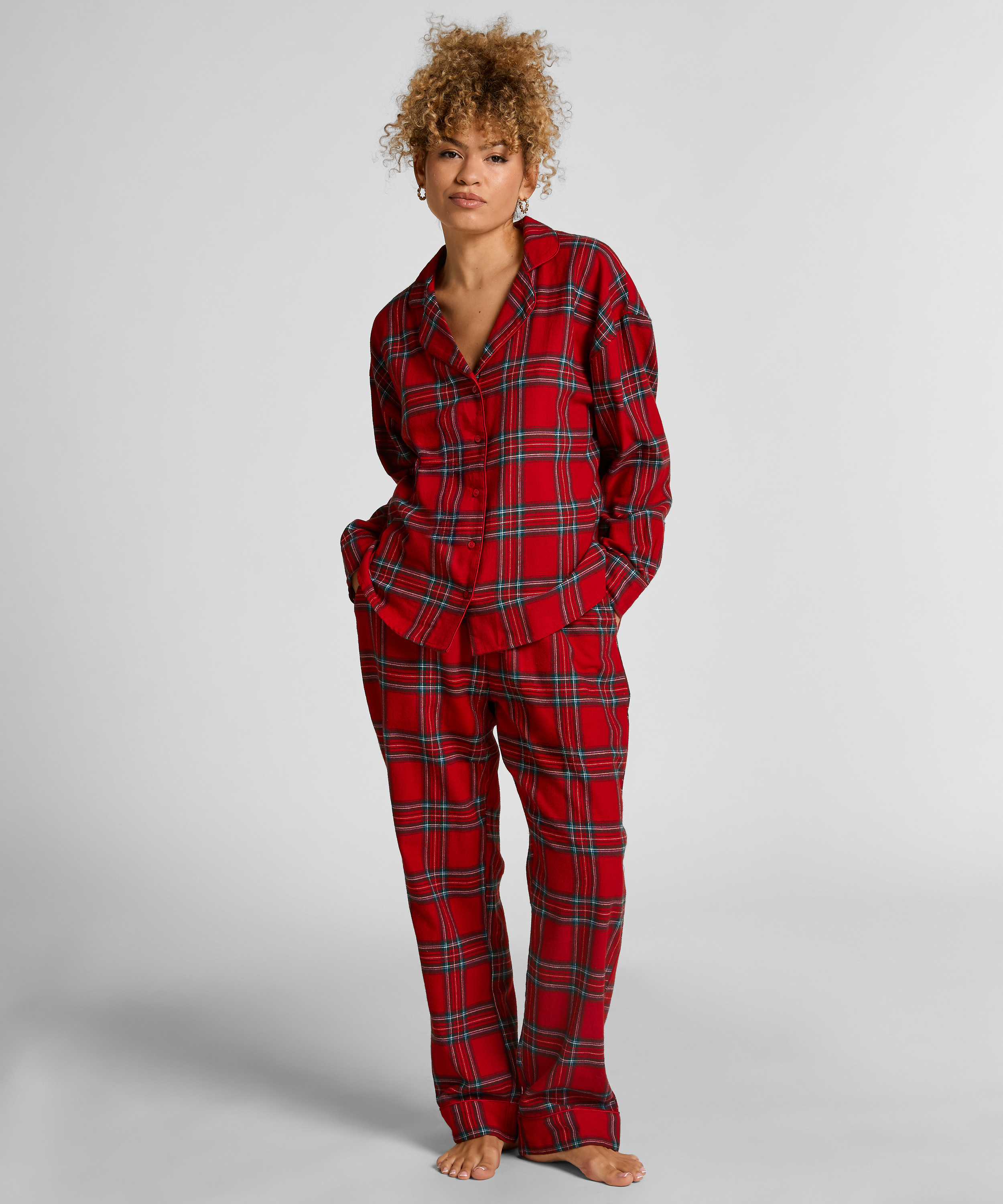 Petite pyjamasbukser af Flannel, Rød, main