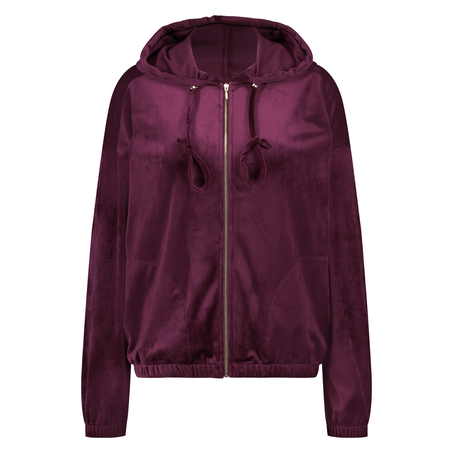 Jacket hoodie velours, R&oslash;d