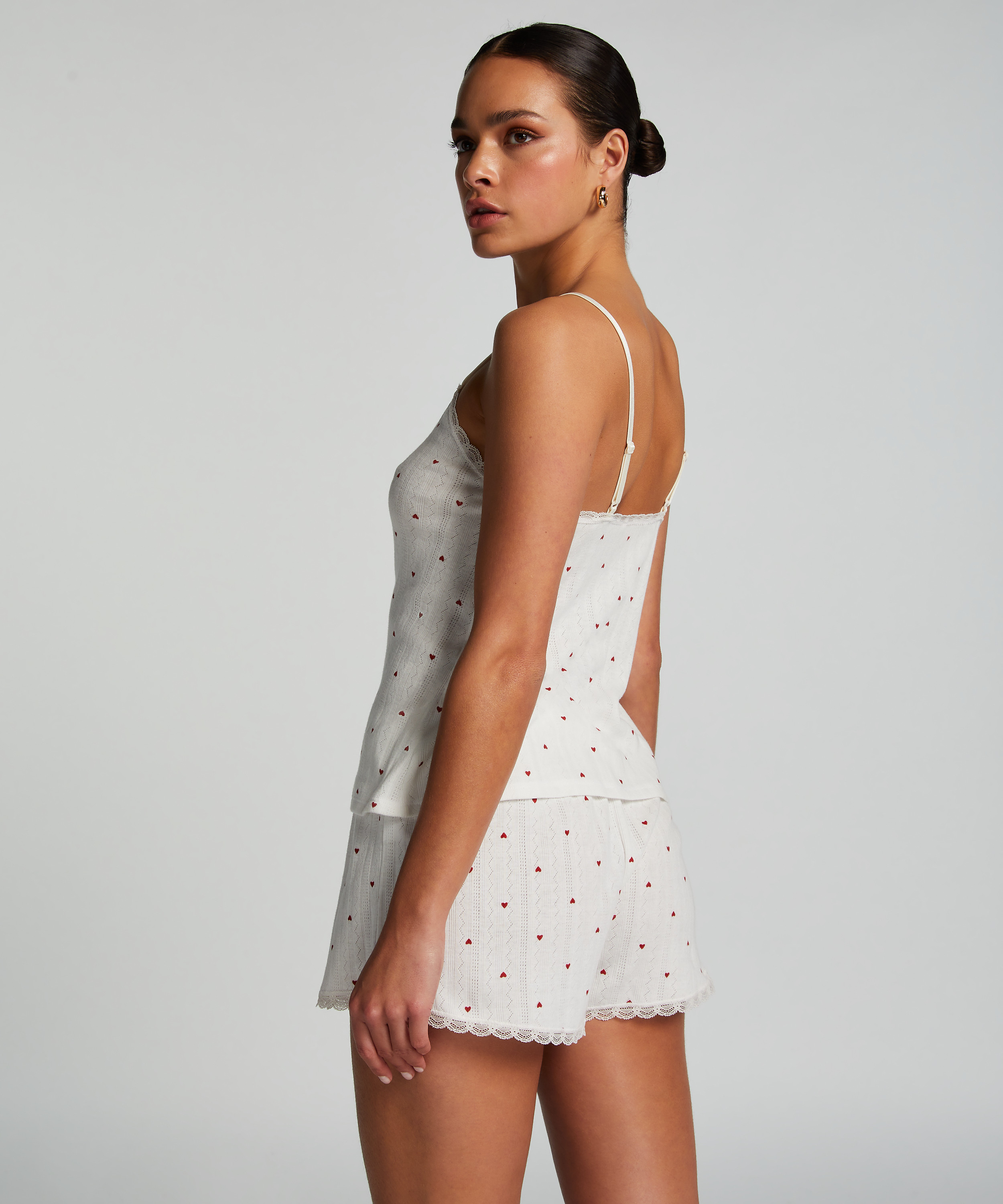 Pyjamasshorts Pointelle, Hvid, main
