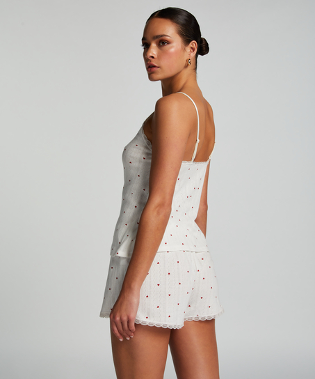 Pyjamasshorts Pointelle, Hvid