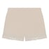 Short i velour og blonde, Beige