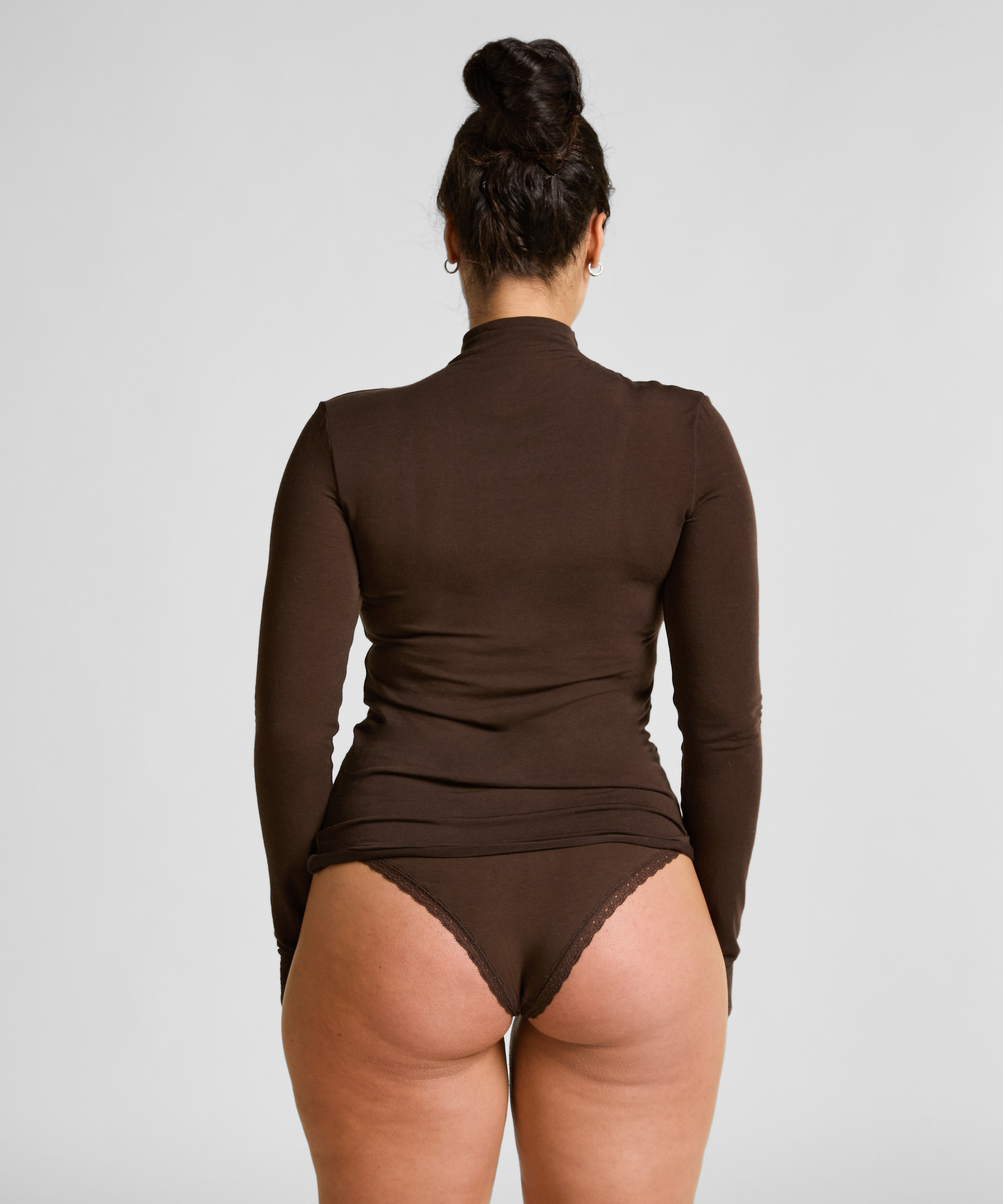 super soft rullekrave bluse med cashmere, Brun, main