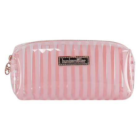 Makeuptaske Stripe af plast, pink