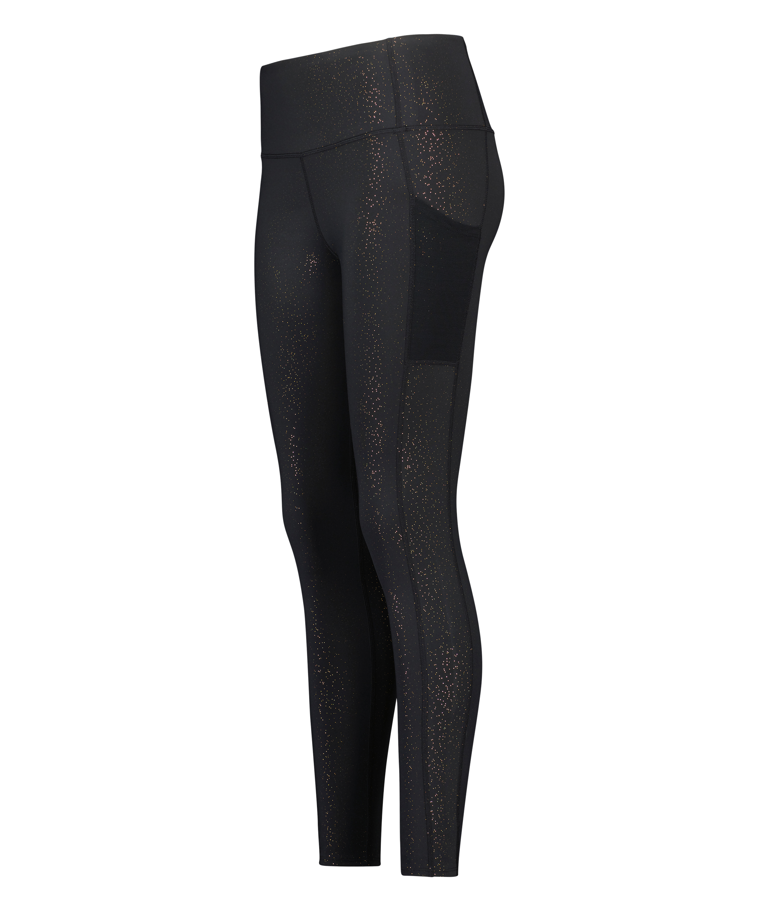 ﻿HKMX sportlegging med høj talje Gyldent Glitter, sort, main