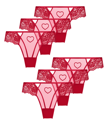 6-pak brasiliansk trusse, r&oslash;d