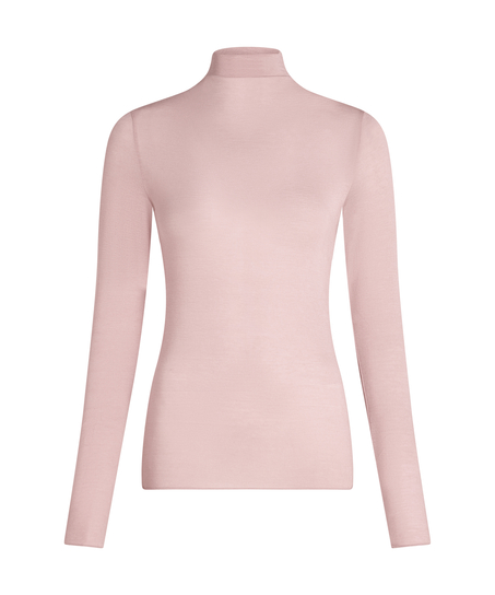 super soft rullekrave bluse med cashmere, Lyserød