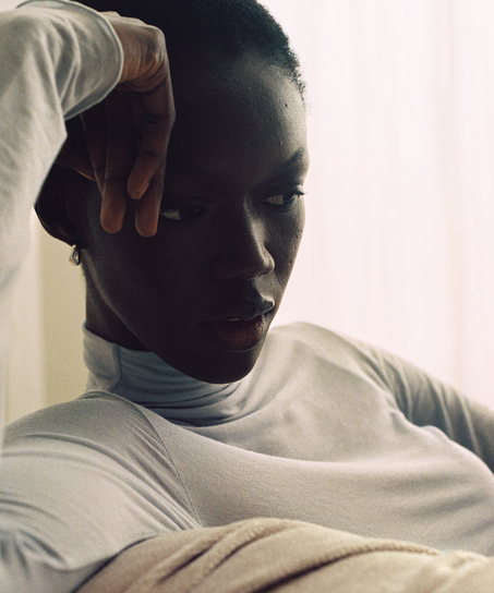 super soft rullekrave bluse med cashmere, Bl&aring;