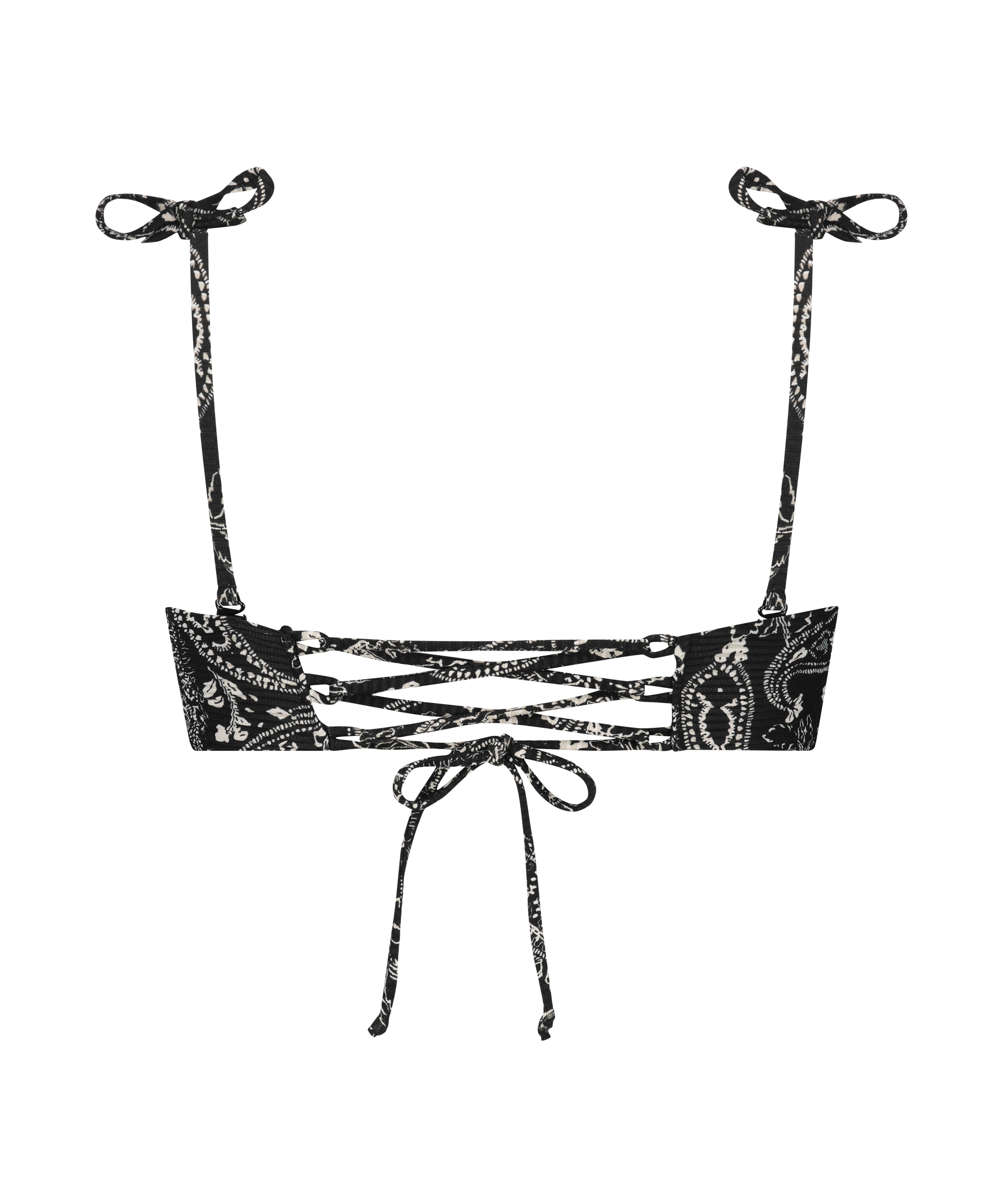 Paisley kort bikinitop, Sort, main
