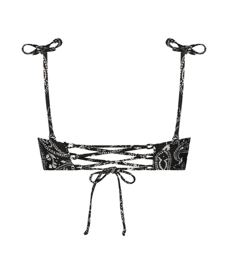 Paisley kort bikinitop, Sort