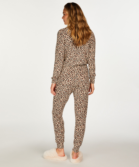 Bukser i b&oslash;rstet jersey, Beige