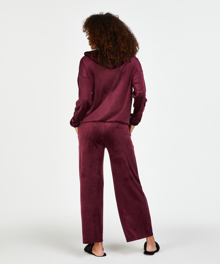 Jacket hoodie velours, R&oslash;d