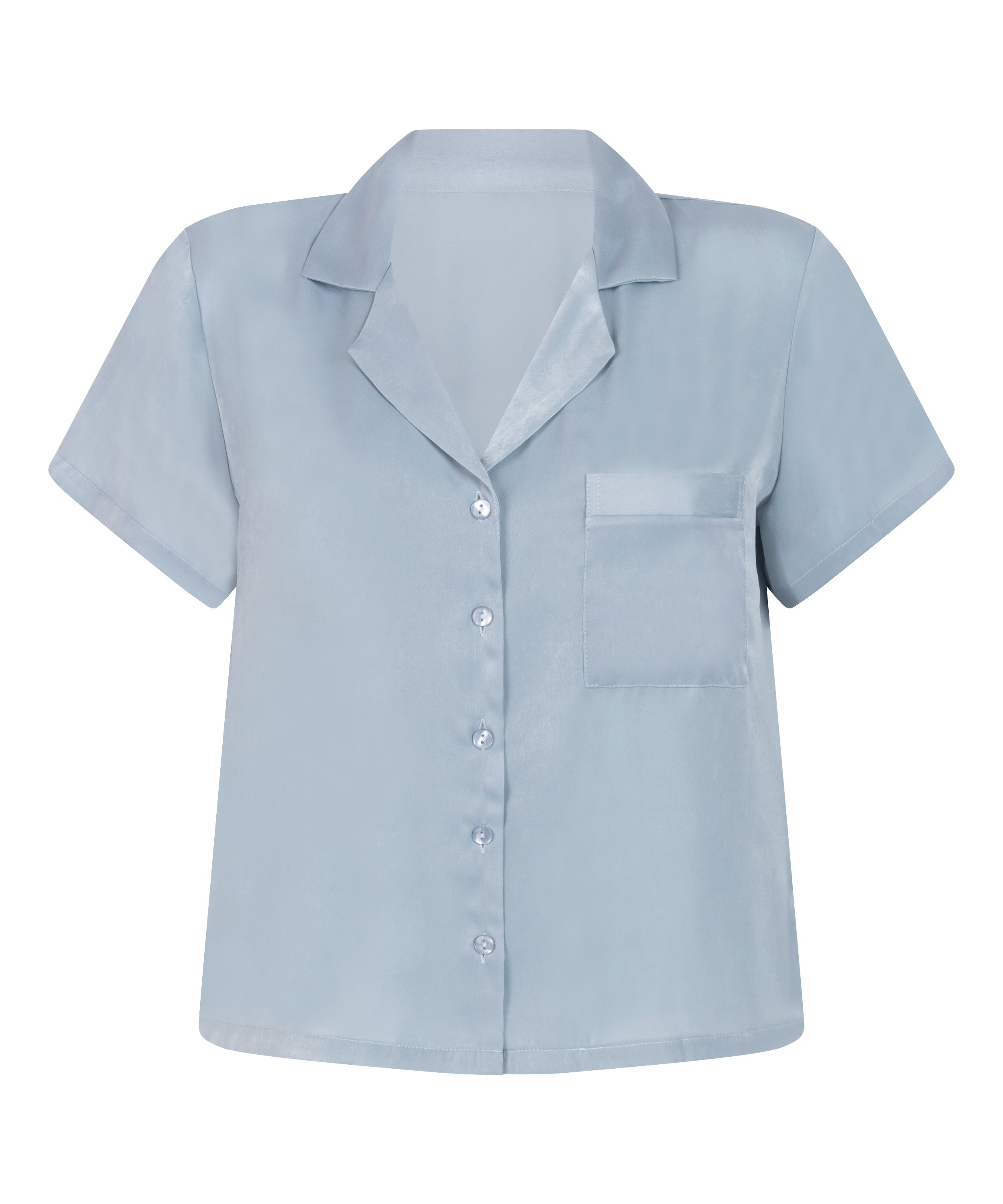 Kort&aelig;rmet satinjakke, Bl&aring;, main