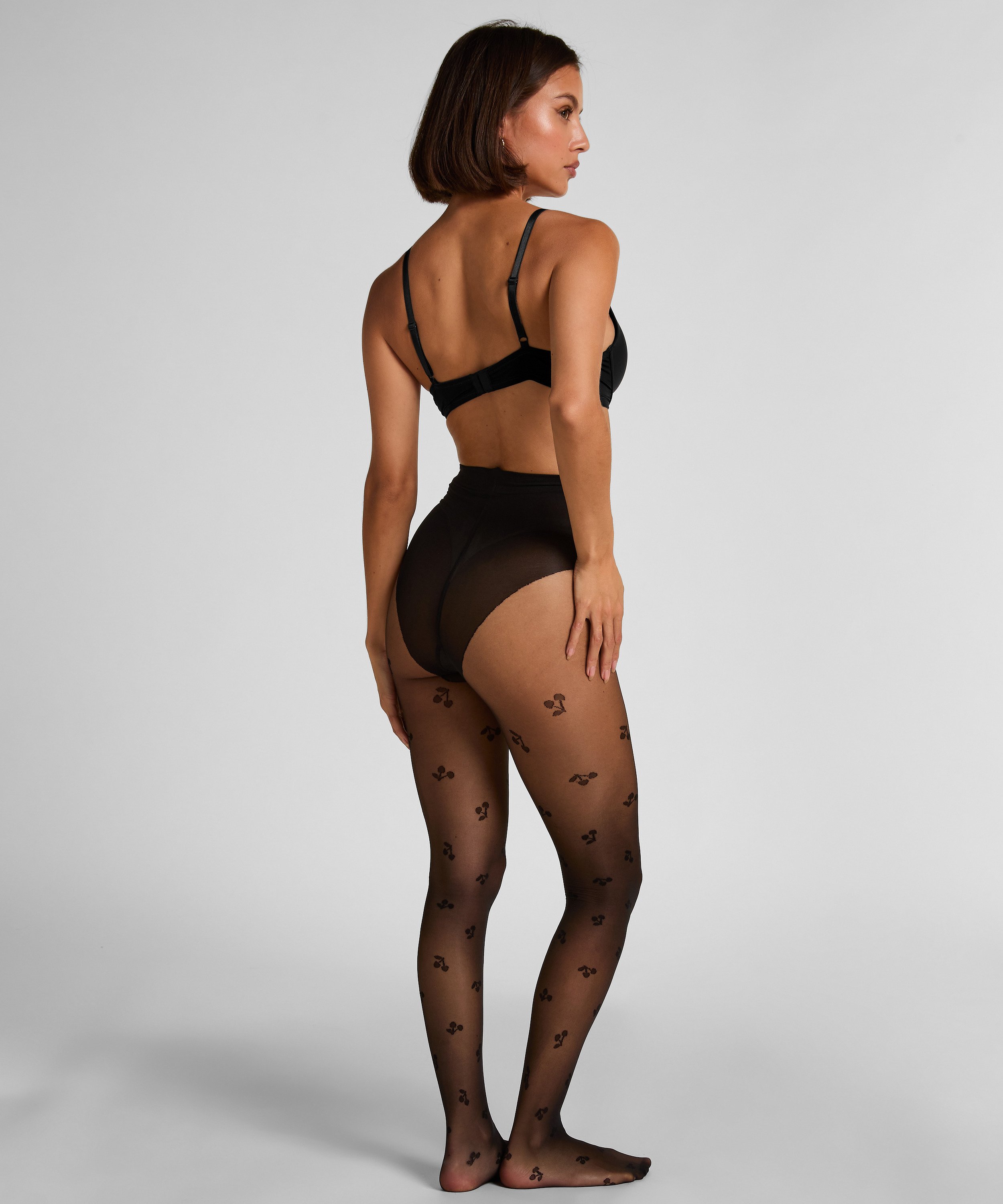 Str&oslash;mpebukser 15DEN med print, Sort, main