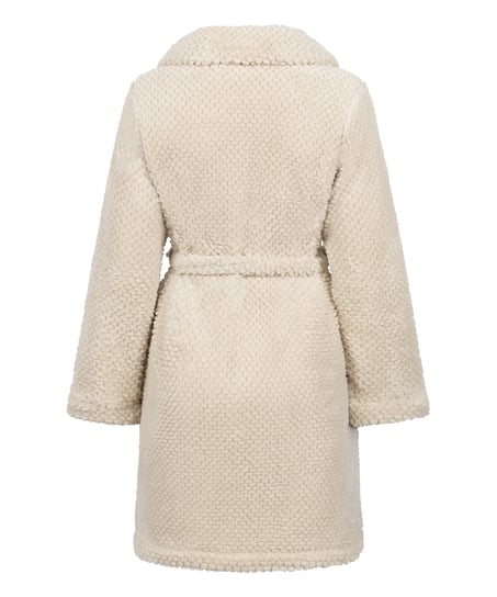 Badekåbe i fleece med lynlås, Hvid