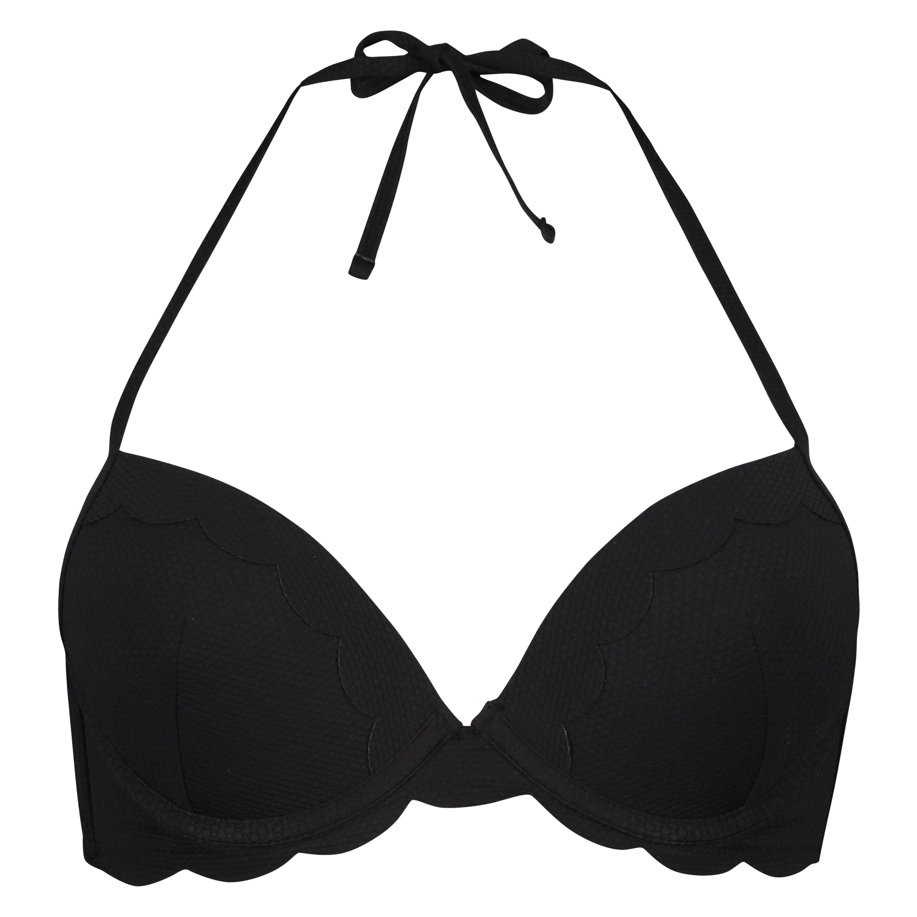 Formstøbt push-up bøjle-bikinitop Scallop Størrelse A - E, sort, main