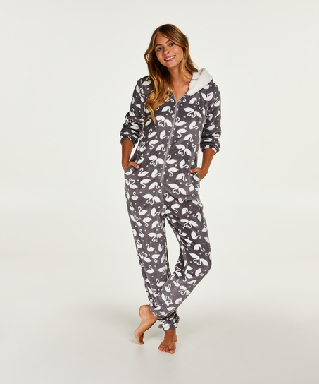 Onesie-jumpsuit Fleece, Grå