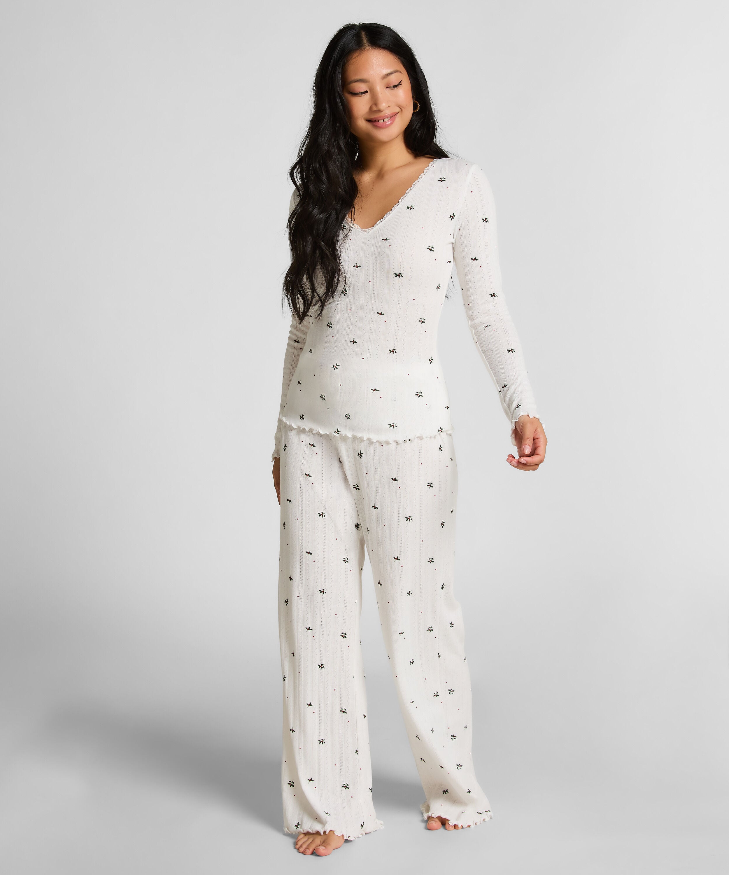 Pointelle Pyjamassæt, Hvid