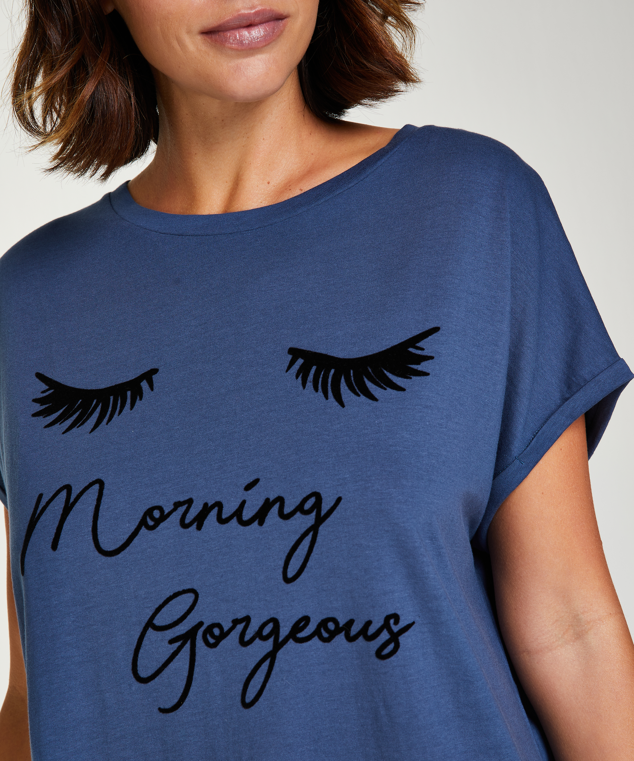 Natskjorte rund hals, Bl&aring;, main