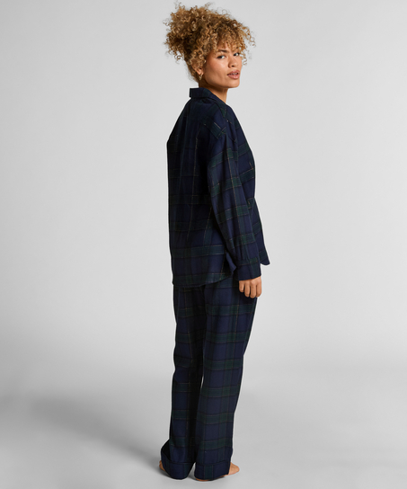 Petite pyjamasbukser af Flannel, Bl&aring;