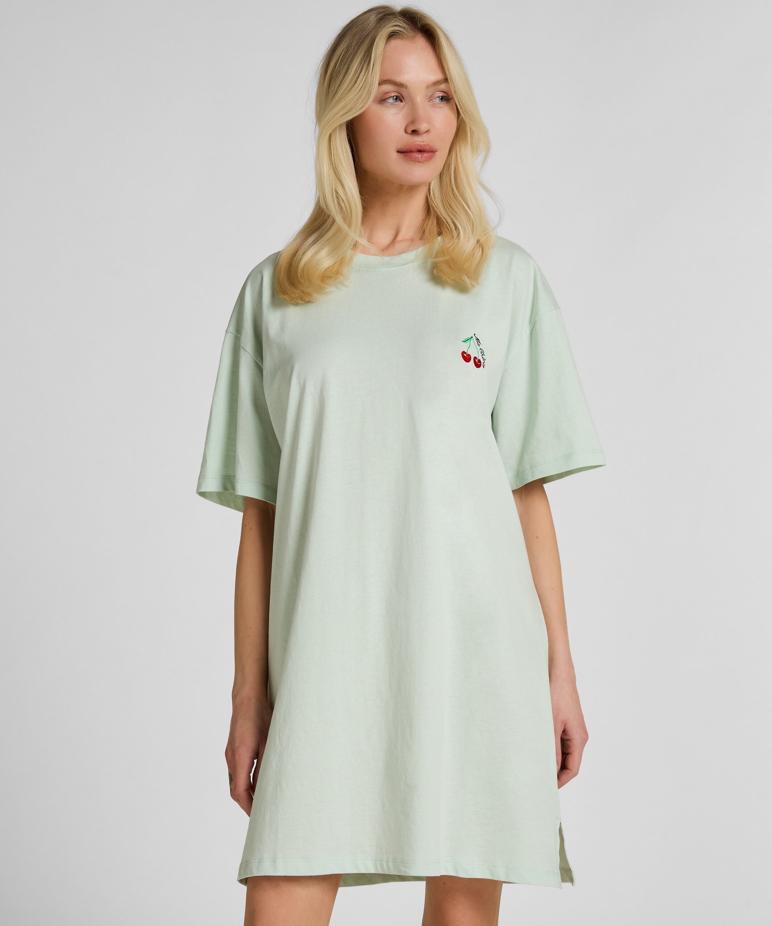 natkjole med rund hals, Grøn