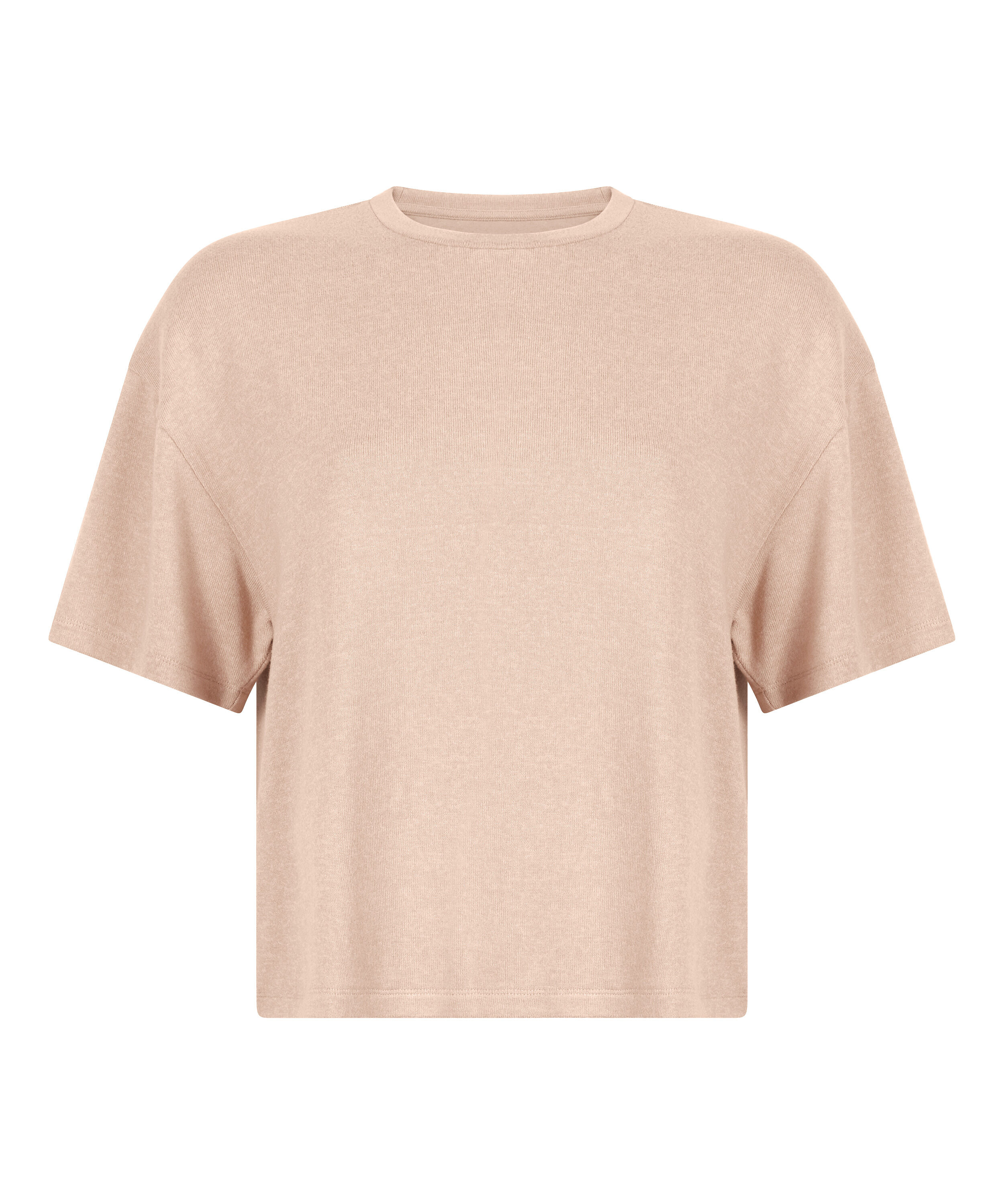 Pyjamastop i b&oslash;rstet jersey, Beige