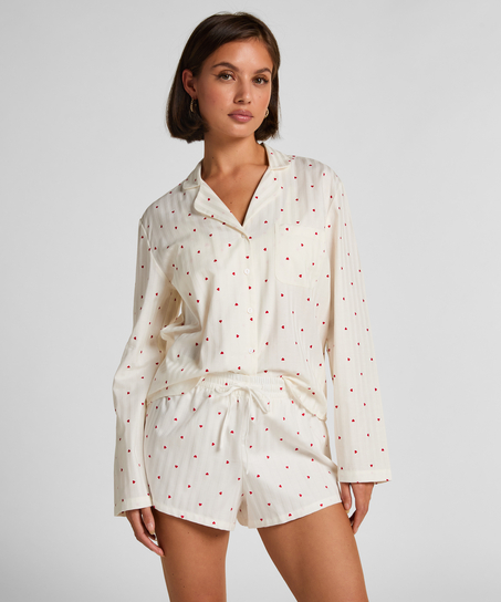 Bomuldshorts med hjerter, Hvid