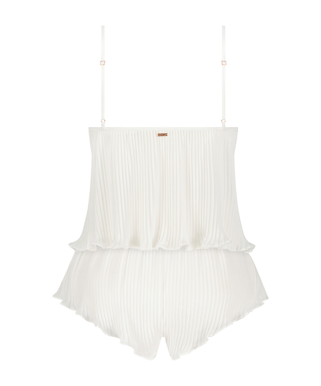 Cami-sæt Chiffon Plisseret, Hvid
