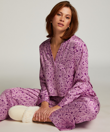 Langærmet satinjakke, Lilla