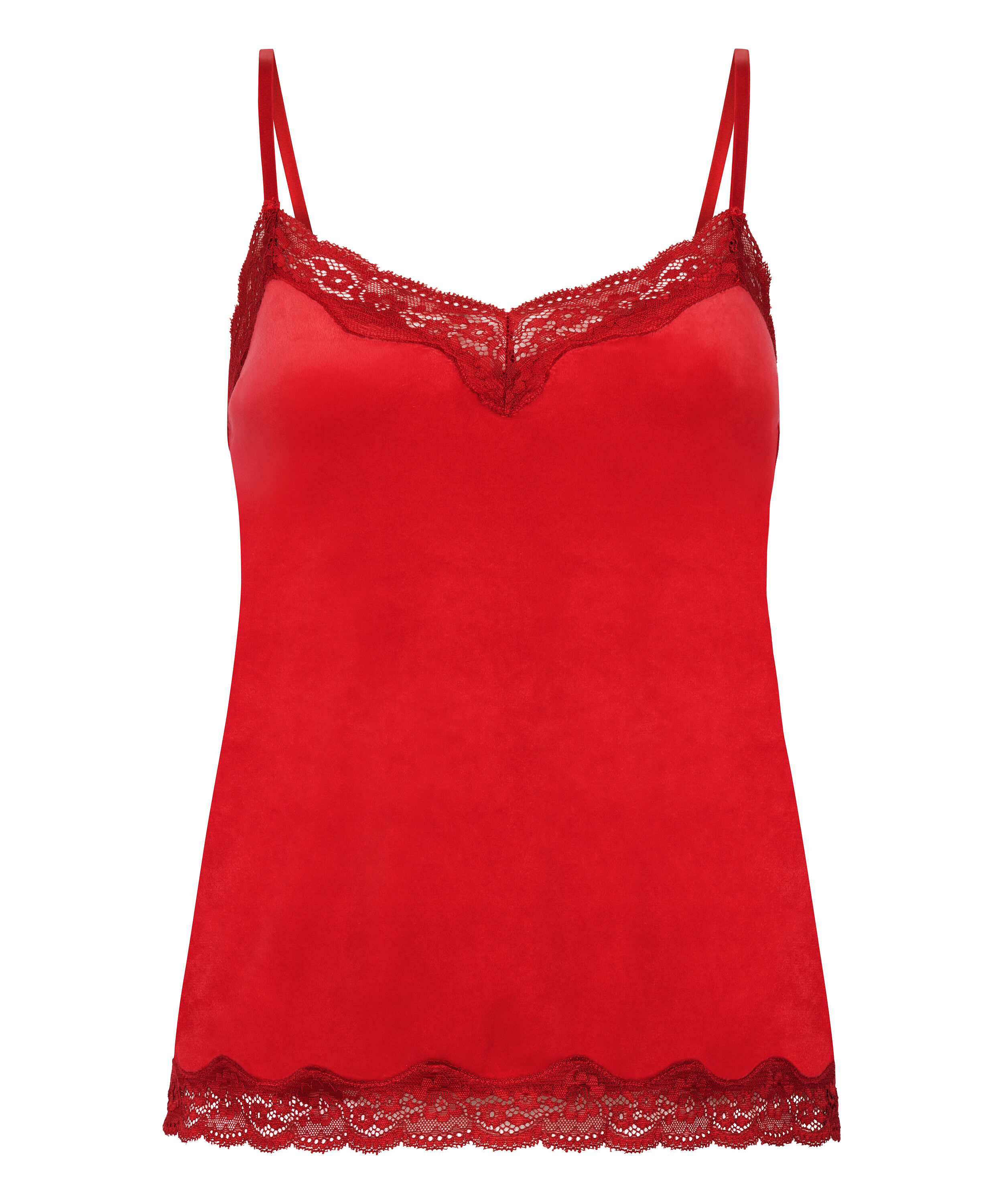 Cami top Velours Lace, R&oslash;d