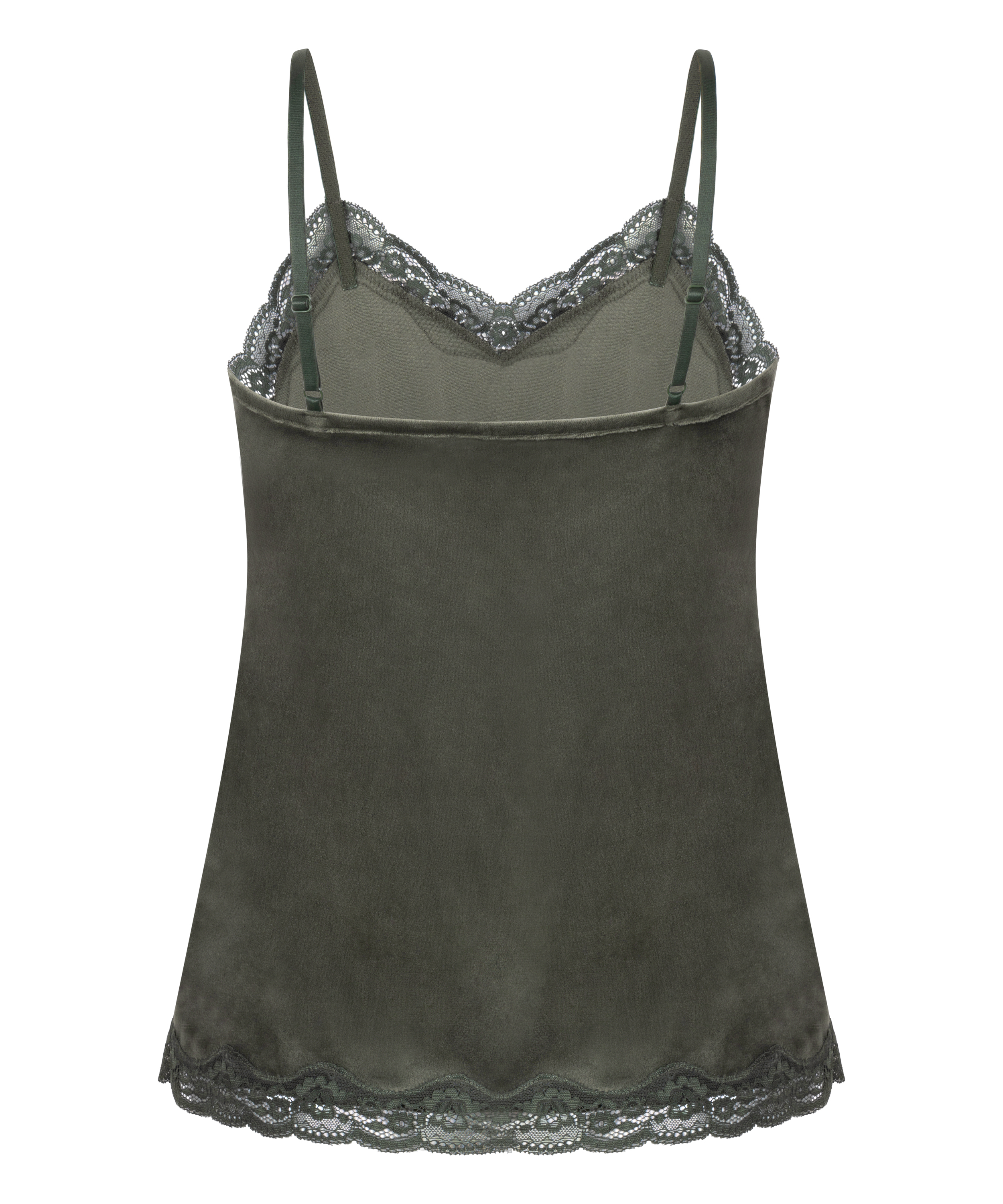 Cami top Velours Lace, Gr&oslash;n, main