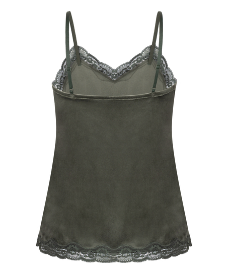 Cami top Velours Lace, Gr&oslash;n