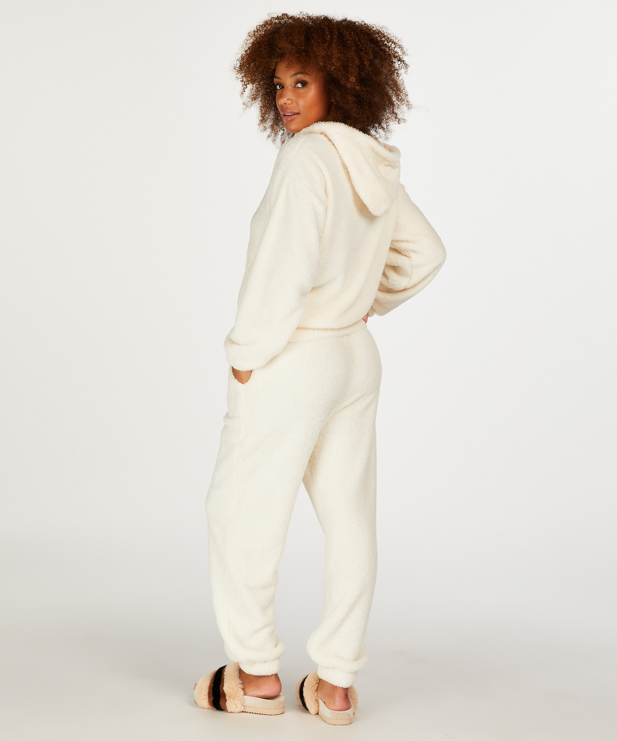 Hættetrøje Fleece Snuggle, Hvid, main