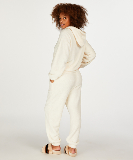 Hættetrøje Fleece Snuggle, Hvid