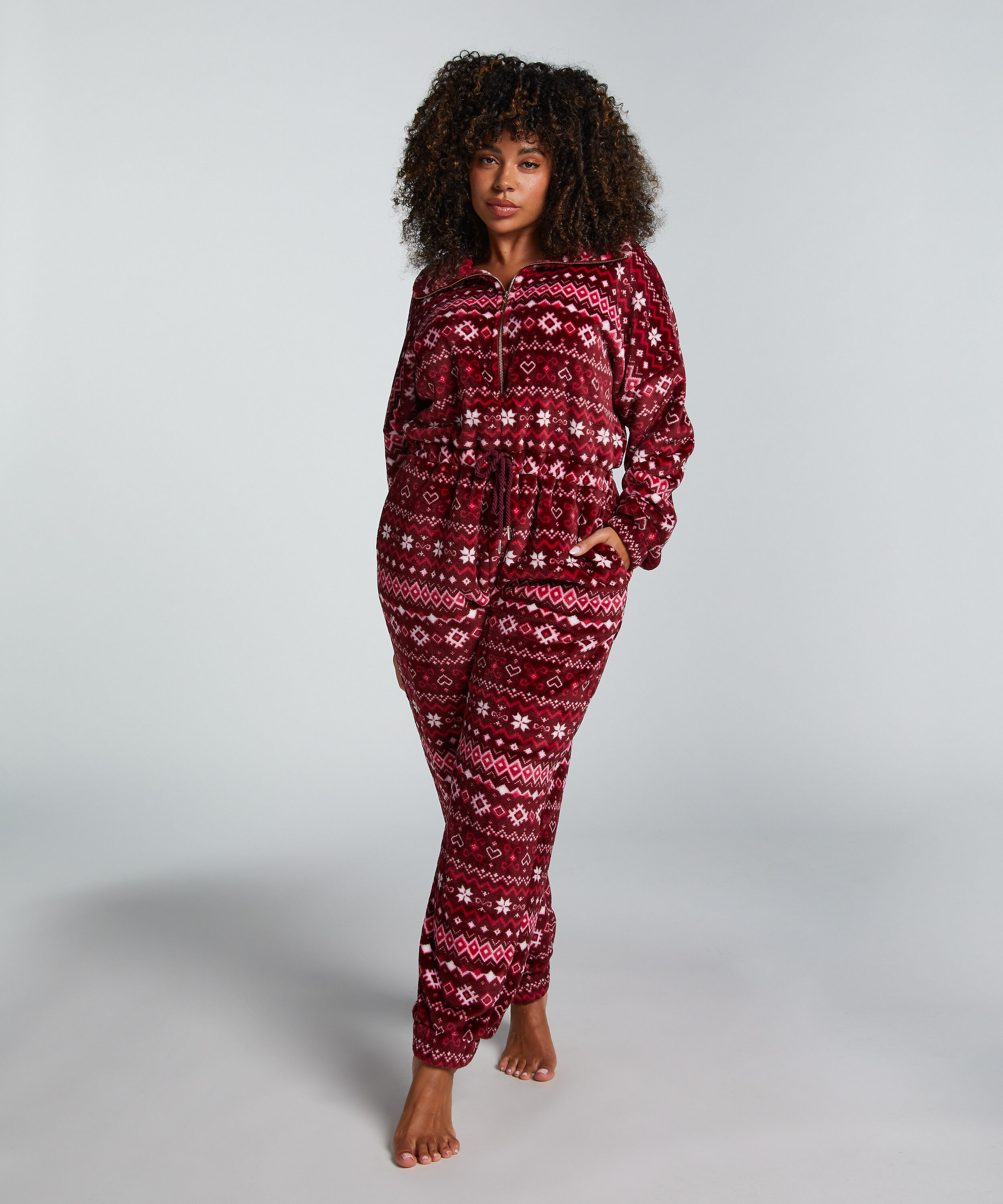 Onesie-jumpsuit fleece, Rød