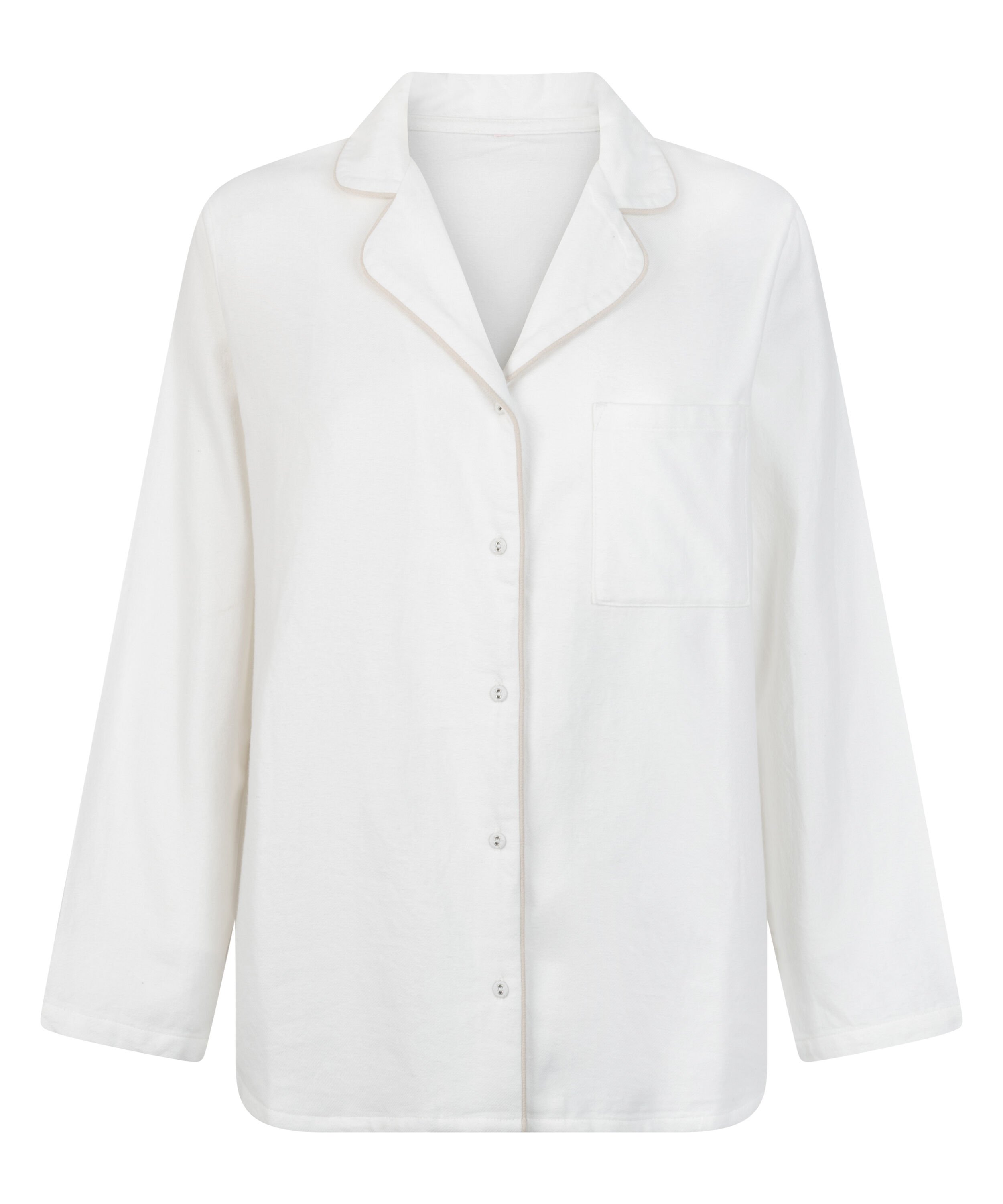 Pyjamastop Flonel Essentials, Hvid