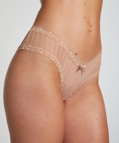 Brasiliansk trusse V-shape Mesh, Beige