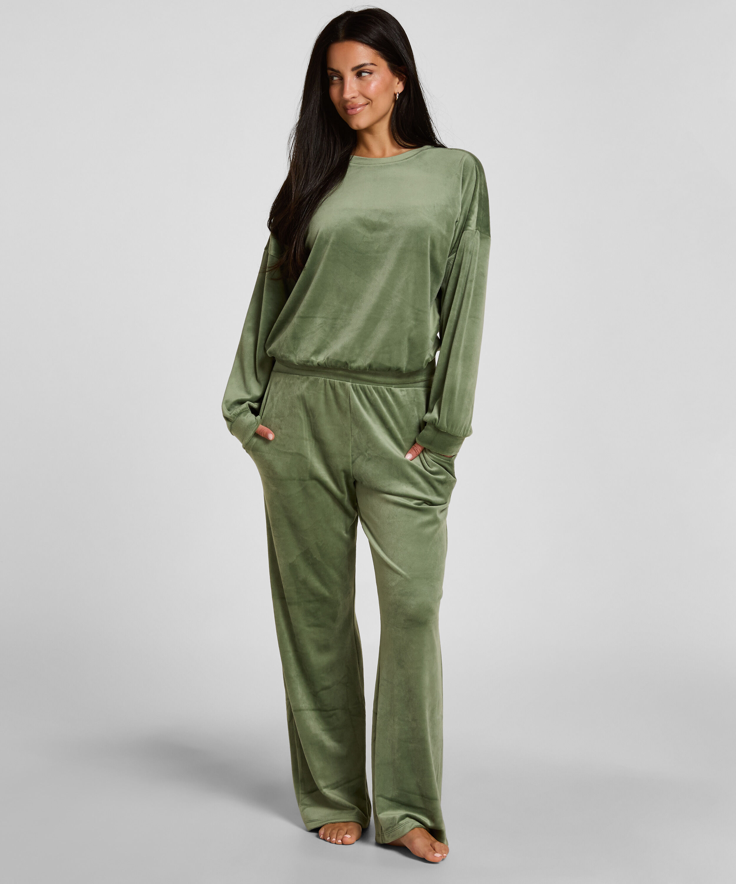 Velour Pyjamas Sæt, Grøn