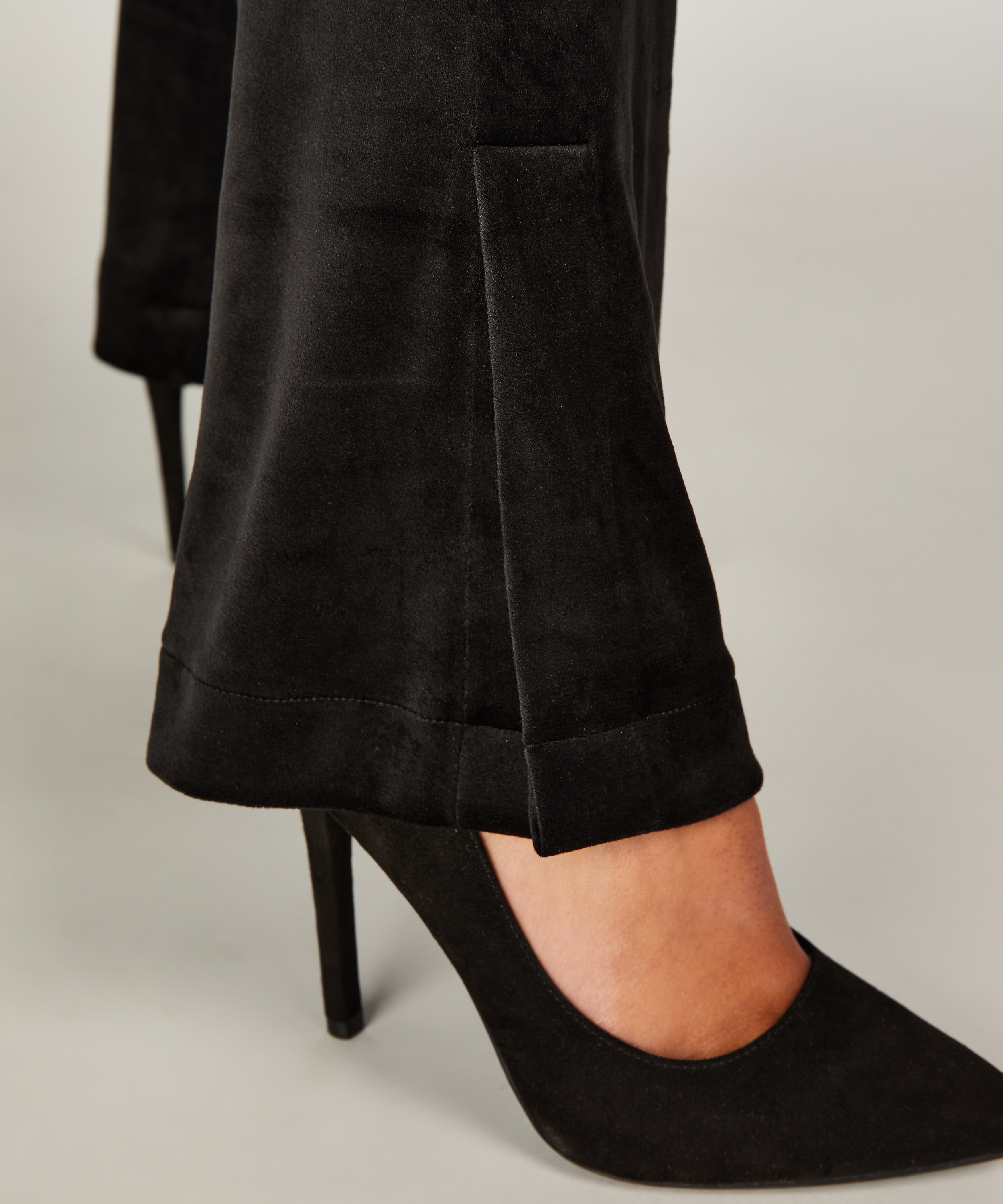 Flared Velours leggings, sort, main