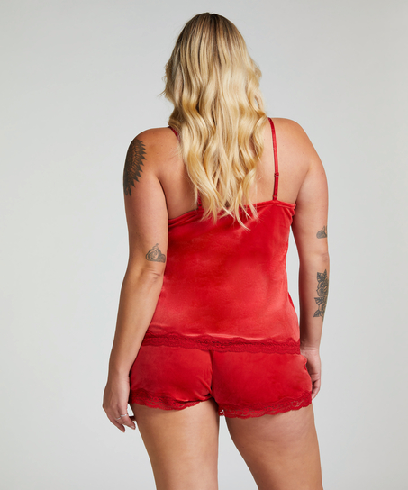 Cami top Velours Lace, R&oslash;d