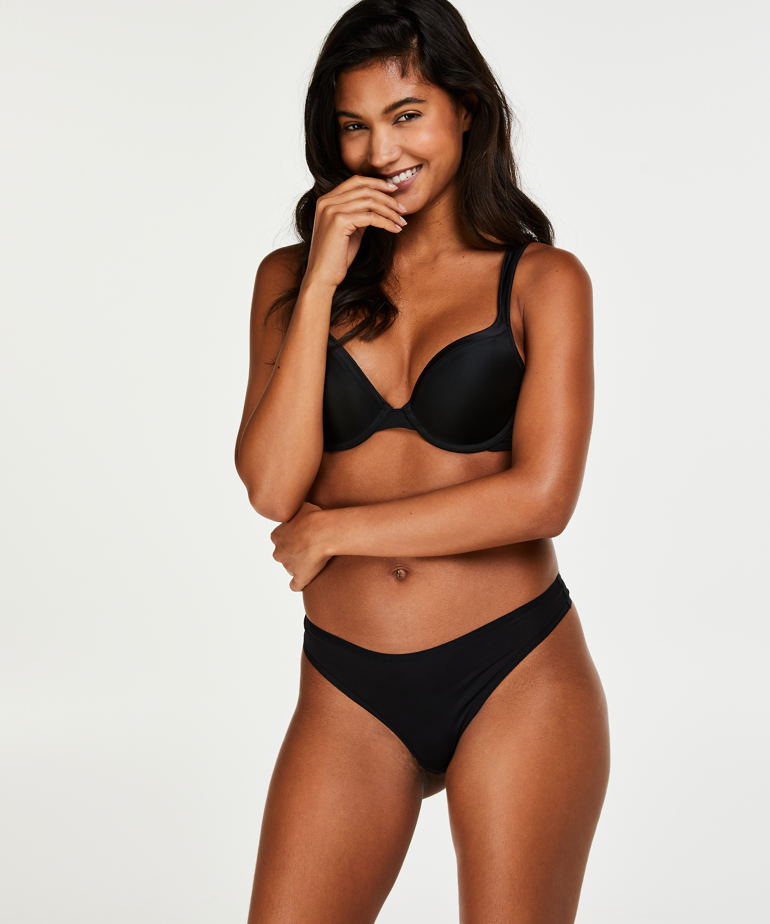 Satin Fleece formstøbt bøjle-bh, Sort, main