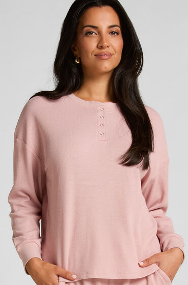 Hunkemöller Waffle Henley top pink
