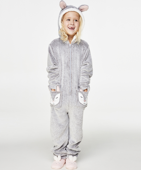 Kids Fleece Jumpsuit, Grå