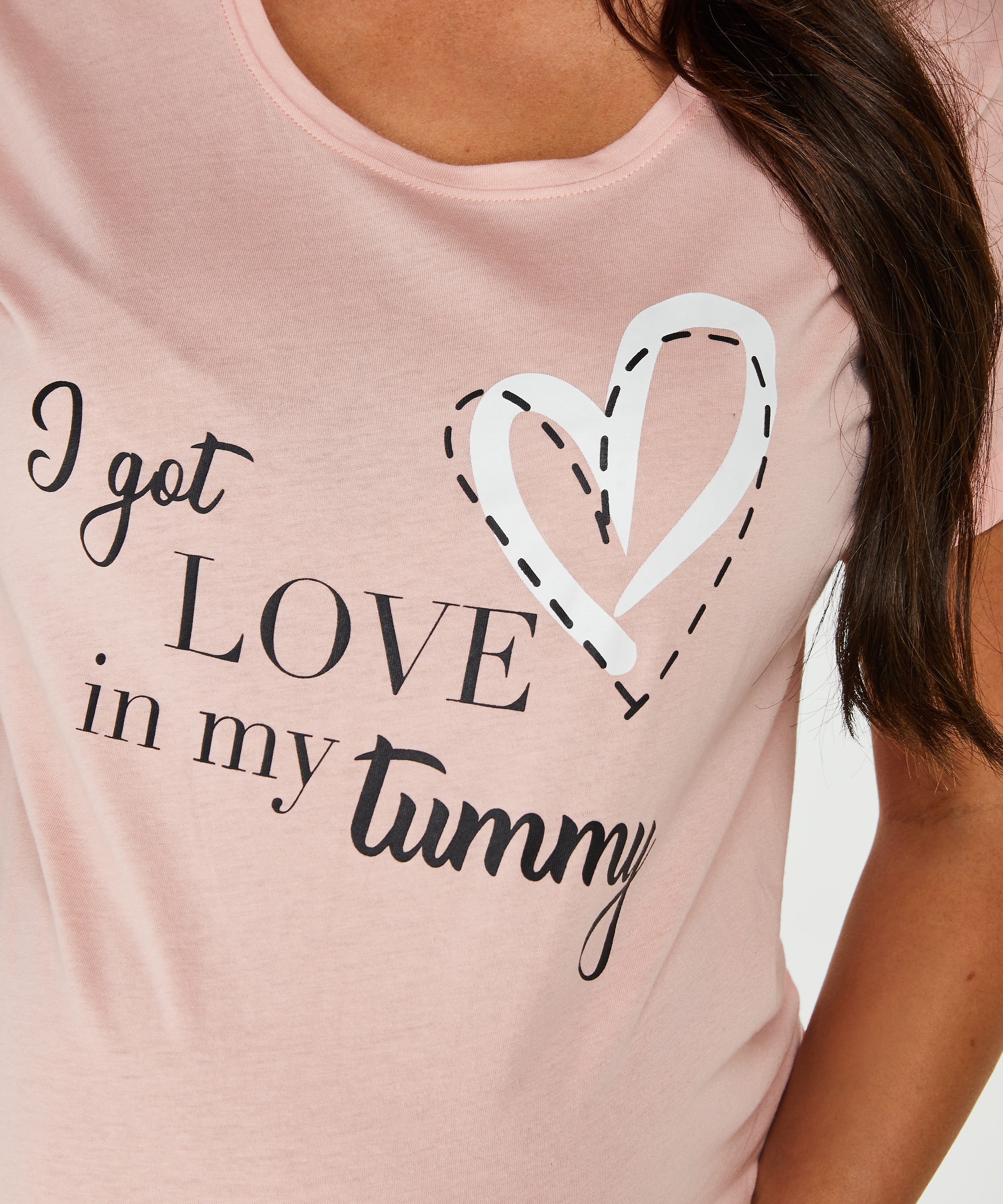 Pyjamas-T-shirt med korte ærmer til gravide, Lyserød, main