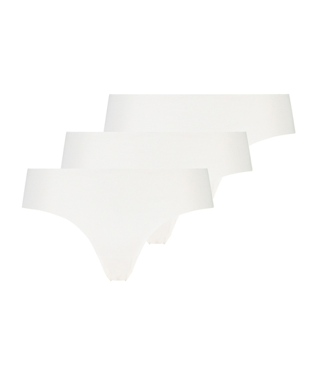 3-stykspakning usynlig brasiliansk trusse, hvid