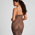 Underkjole i leopardprintet mesh, Sort