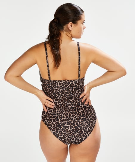 Leopard badedragt, Beige