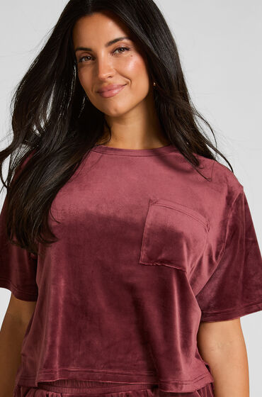 Hunkemöller Top fløjl Pocket rød