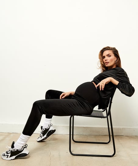 Graviditetsjoggingbukser Velour Shimmer, sort