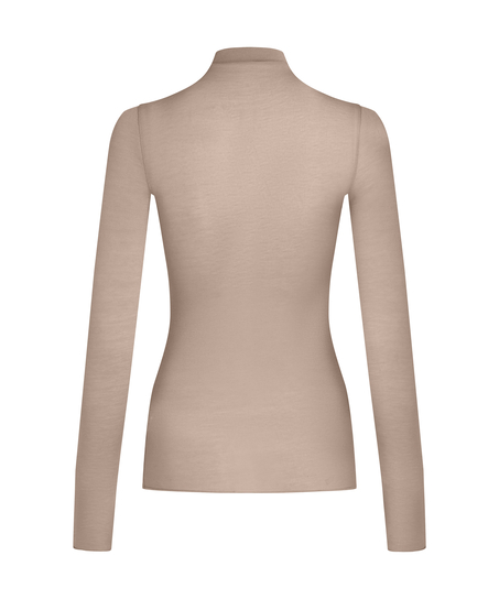 super soft rullekrave bluse med cashmere, Brun
